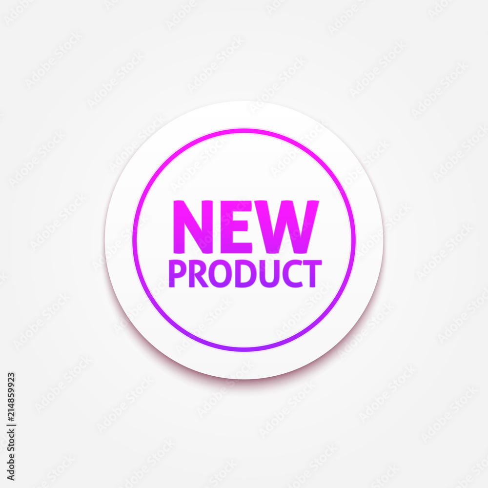 New product circular icon on white background