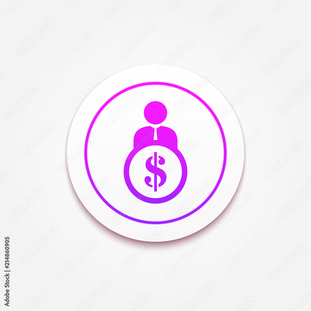 Businessman, man, person with dollar sign. Circle icon | button Businessman, man, person with dollar sign. Circle icon | button