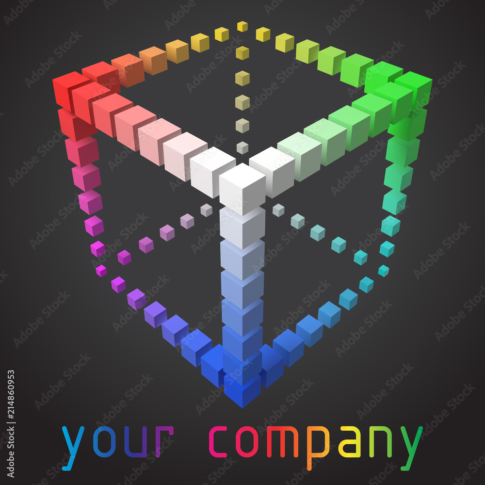 Naklejka premium 3d style vector logo design with cubes.