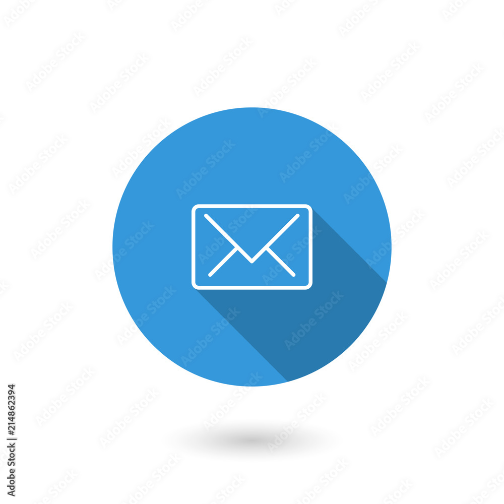 Email icon. Concept representing email, envelope, illustration. Flat icon with long shadow Email icon. Concept representing email, envelope, illustration. Flat icon with long shadow