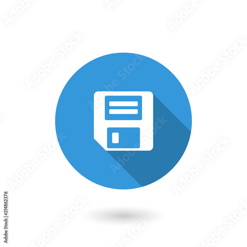 Floppy Disk icon. Flat icon with long shadow