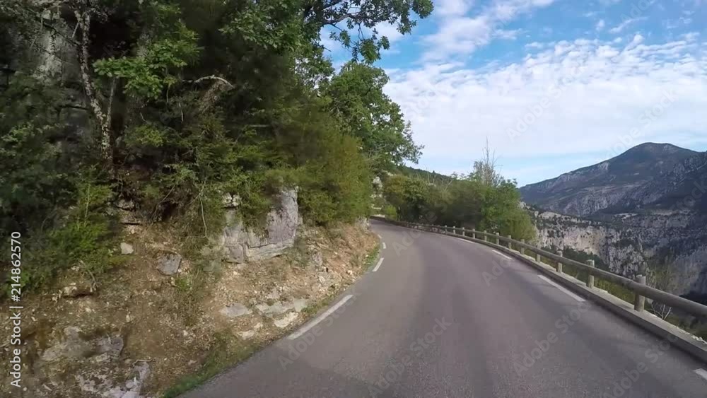 Driving through the valley of verdon gorge.