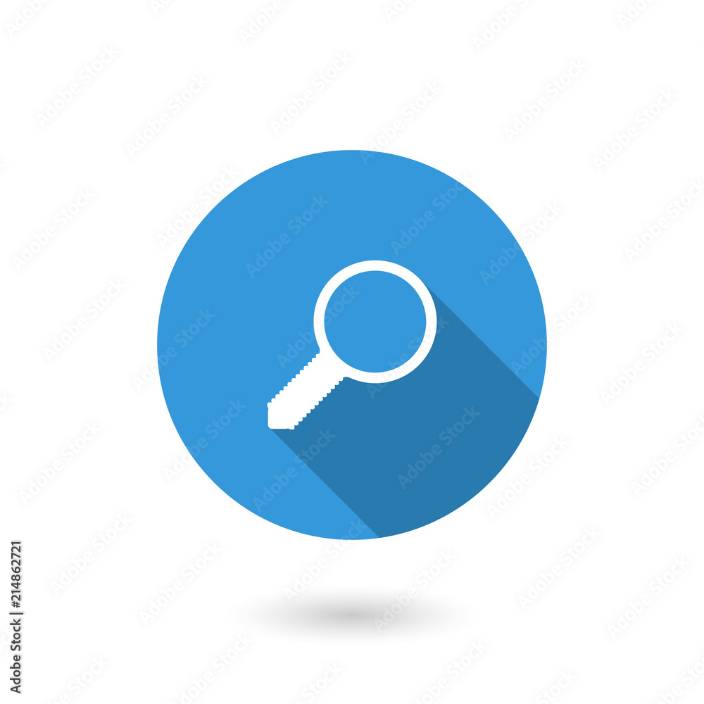 Magnifier icon. Search icon, illustration. Flat design style modern illustration. Isolated on white color background. Flat long shadow icon. Elements in flat design Magnifier icon. Search icon, illustration. Flat design style modern illustration. Isolated on white color background. Flat long shadow icon. Elements in flat design