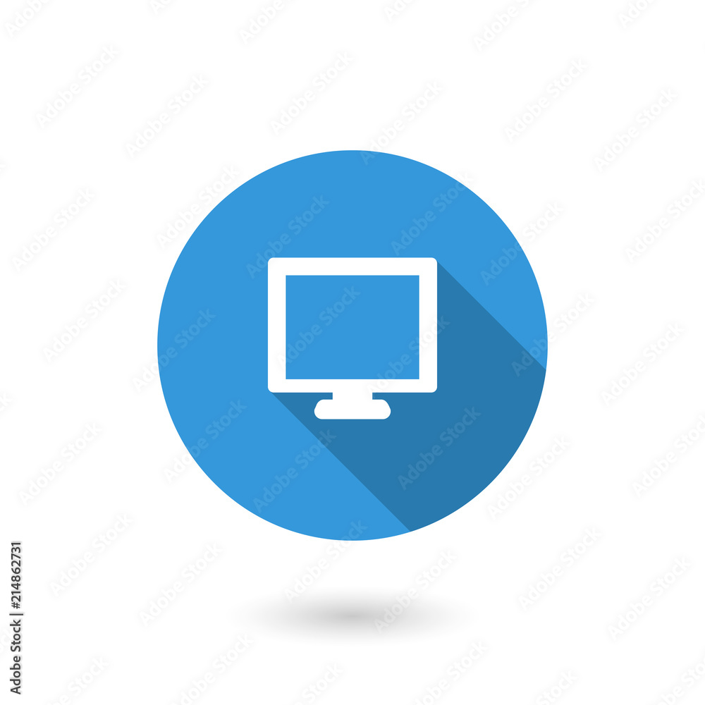 Monitor icon. Flat design style modern illustration. Isolated on white color background. Flat long shadow icon. Elements in flat design Monitor icon. Flat design style modern illustration. Isolated on white color background. Flat long shadow icon. Elements in flat design