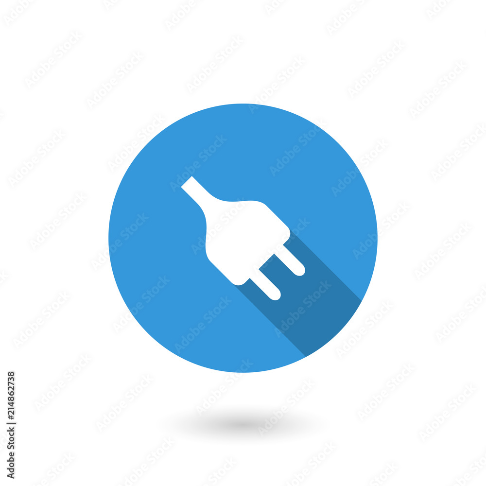 Plug icon. Flat design style modern illustration. Isolated on white color background. Flat long shadow icon. Elements in flat design Plug icon. Flat design style modern illustration. Isolated on white color background. Flat long shadow icon. Elements in flat design