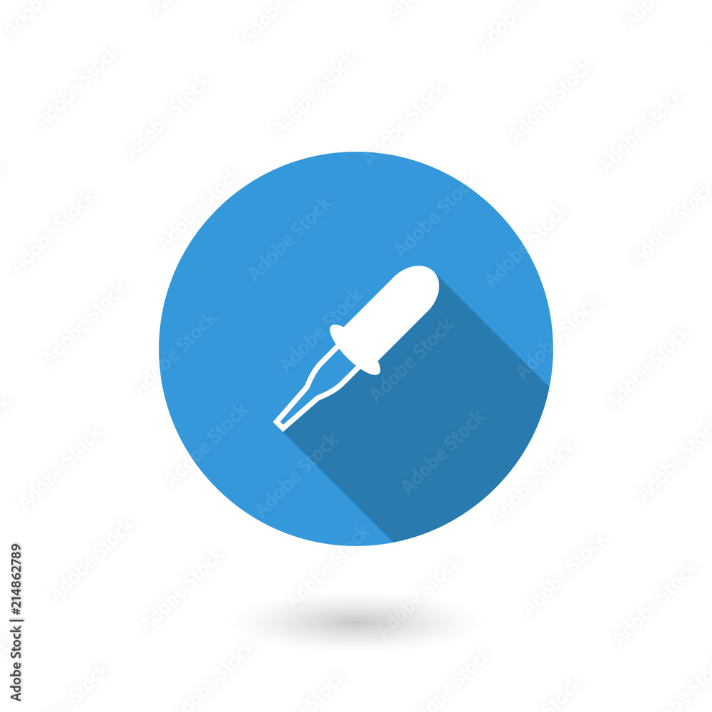 Medical pipette, eyedropper. Flat design style modern illustration. Isolated on white color background. Flat long shadow icon. Elements in flat design Medical pipette, eyedropper. Flat design style modern illustration. Isolated on white color background. Flat long shadow icon. Elements in flat design