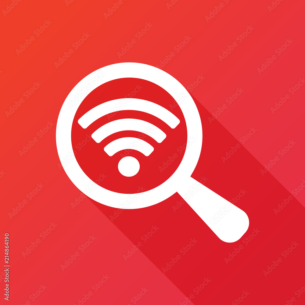 Search wi-fi connection flat icon with long shadow Search wi-fi connection flat icon with long shadow