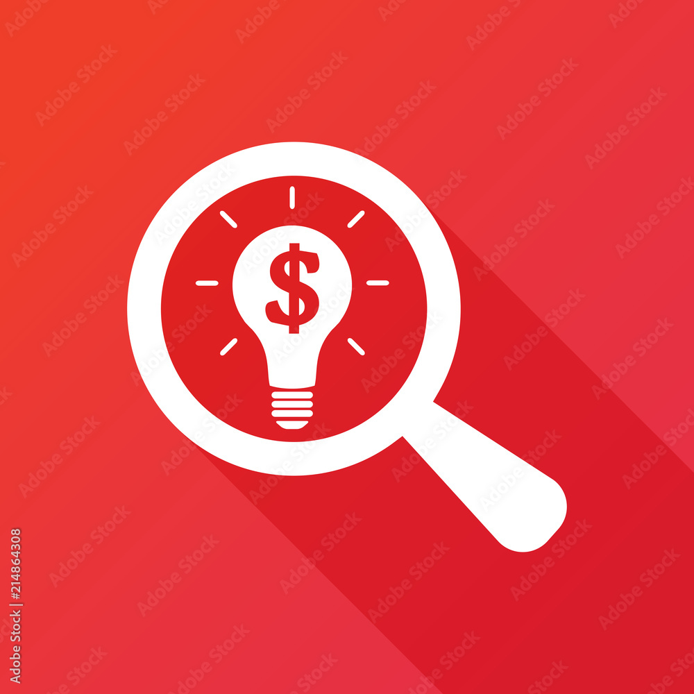 Search money idea. Flat icon design with long shadow Search money idea. Flat icon design with long shadow