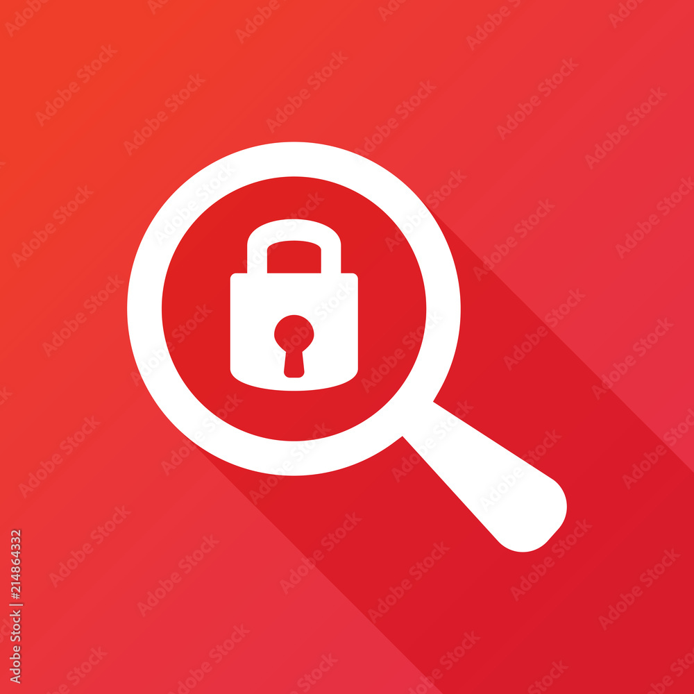 Searching For Security. Flat icon design with long shadow Searching For Security. Flat icon design with long shadow