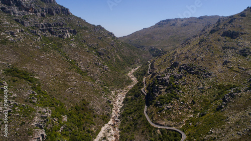 Aerial views over the Bainskloof pass in the boland region in the western caoe of south africa