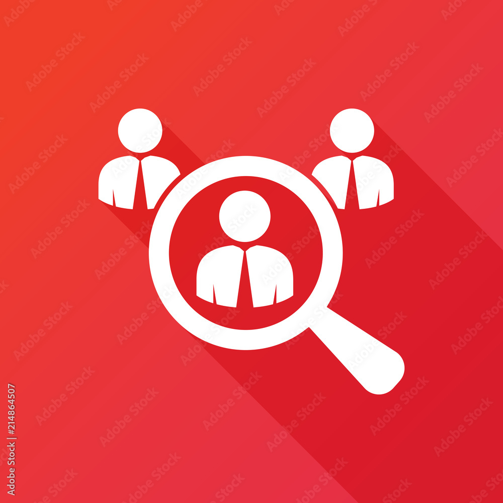 Looking For An Employee. Looking For Talent. Search for businessman. Flat icon design with long shadow Looking For An Employee. Looking For Talent. Search for businessman. Flat icon design with long shadow