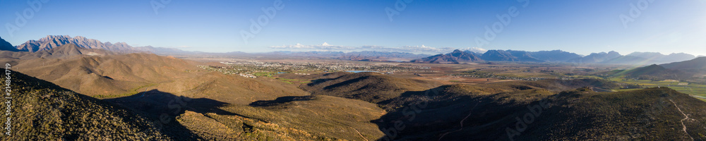 Panoramic aerial view over the town of Worcester in the breede valley in the western cape of south africa
