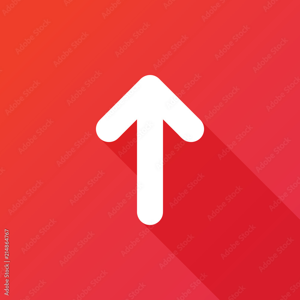 Up straight arrow icon. Modern design flat style icon with long shadow effect Up straight arrow icon. Modern design flat style icon with long shadow effect