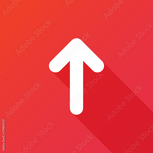 Up straight arrow icon. Modern design flat style icon with long shadow effect