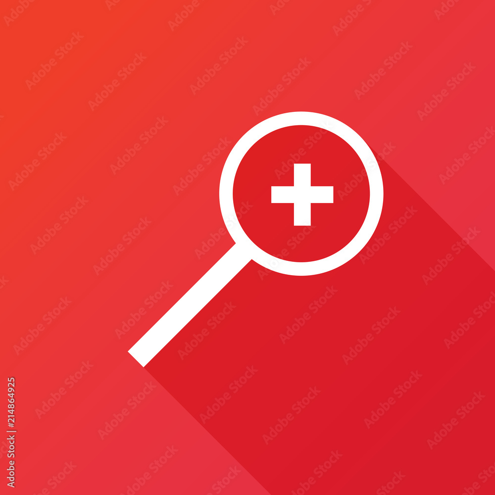 Zoom In icon. Modern design flat style icon with long shadow effect Zoom In icon. Modern design flat style icon with long shadow effect