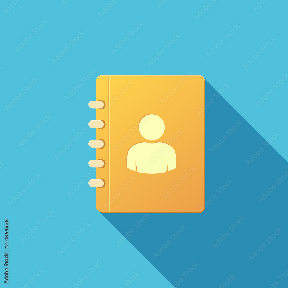 Address book icon. Long shadow effect