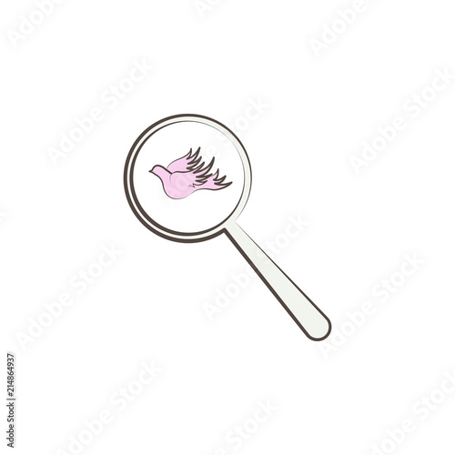 magnifier and dove sketch style icon. Element of peace hand drawn icon. Premium quality graphic design icon. Signs and symbols collection icon for websites and web design