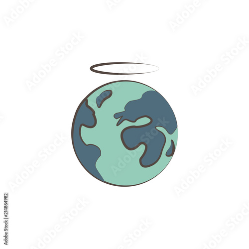 land with a halo sketch style icon. Element of peace hand drawn icon. Premium quality graphic design icon. Signs and symbols collection icon for websites and web design
