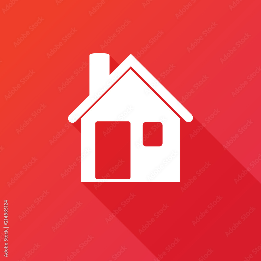 Retro style home icon isolated on red background with long shadow Retro style home icon isolated on red background with long shadow