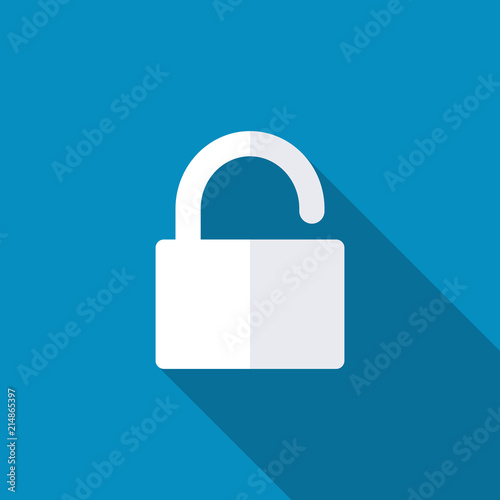 Open Lock Icon. Long shadow