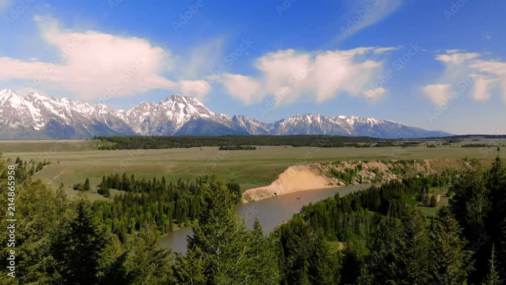 Beautiful landscape near the Yellowstone National park in Wyoming USA from above. Aerial view drone shot