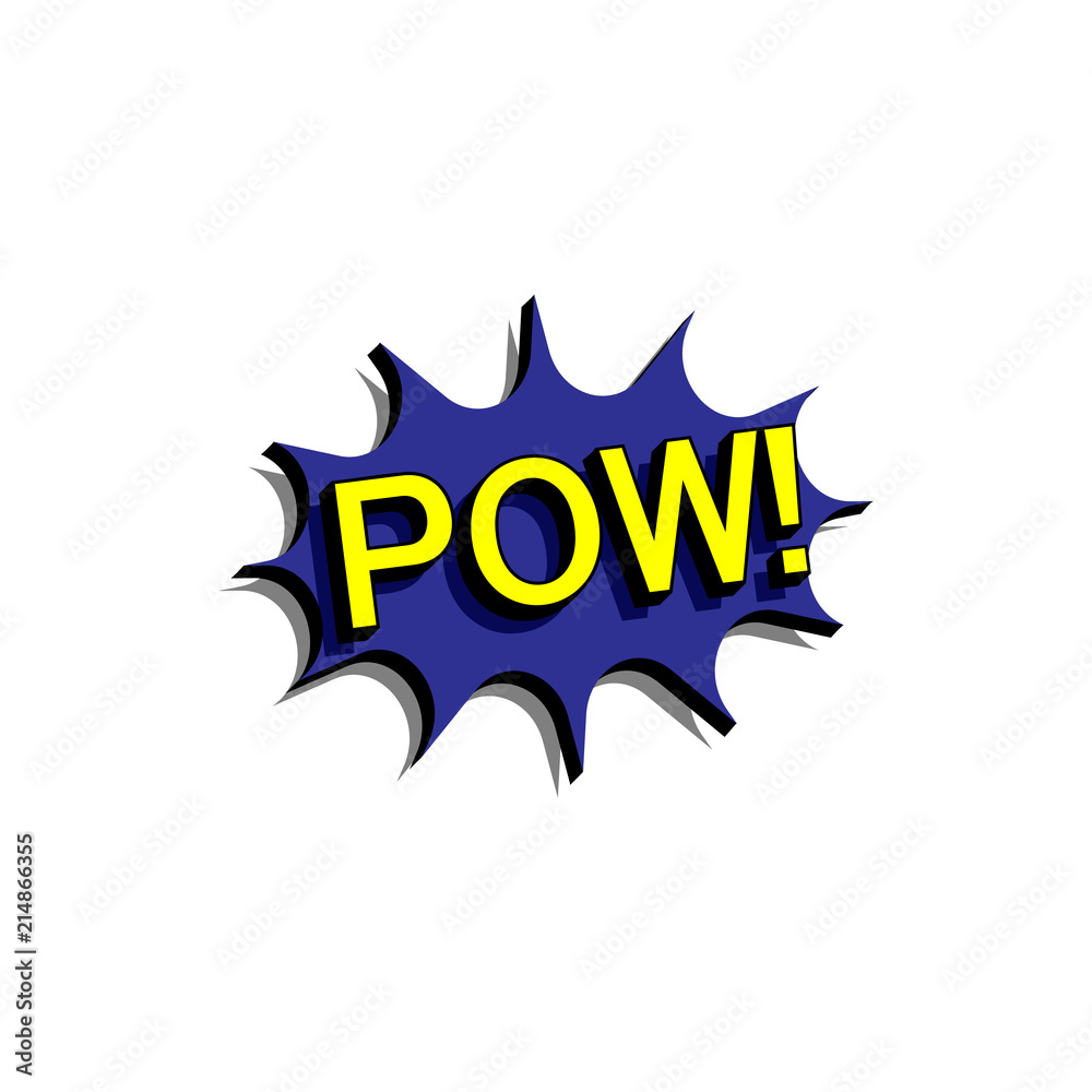 Comic speech bubble with expression text pow. Vector bright dynamic cartoon illustration in retro pop art style isolated Comic speech bubble with expression text pow. Vector bright dynamic cartoon illustration in retro pop art style isolated