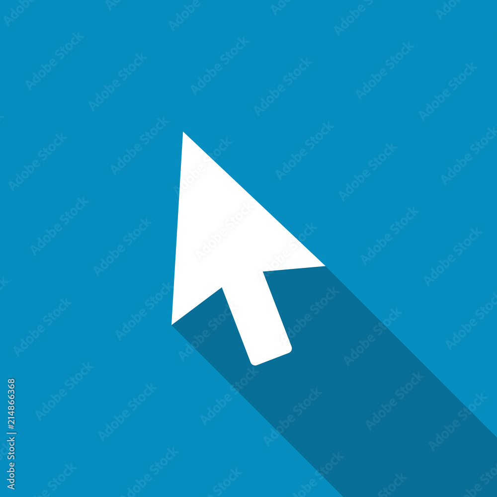 Cursor icon. Modern design flat style icon with long shadow effect. Click button. Go icon. Mouse cursor. Mouse pointer icon. Cursor icon. Modern design flat style icon with long shadow effect. Click button. Go icon. Mouse cursor. Mouse pointer icon.