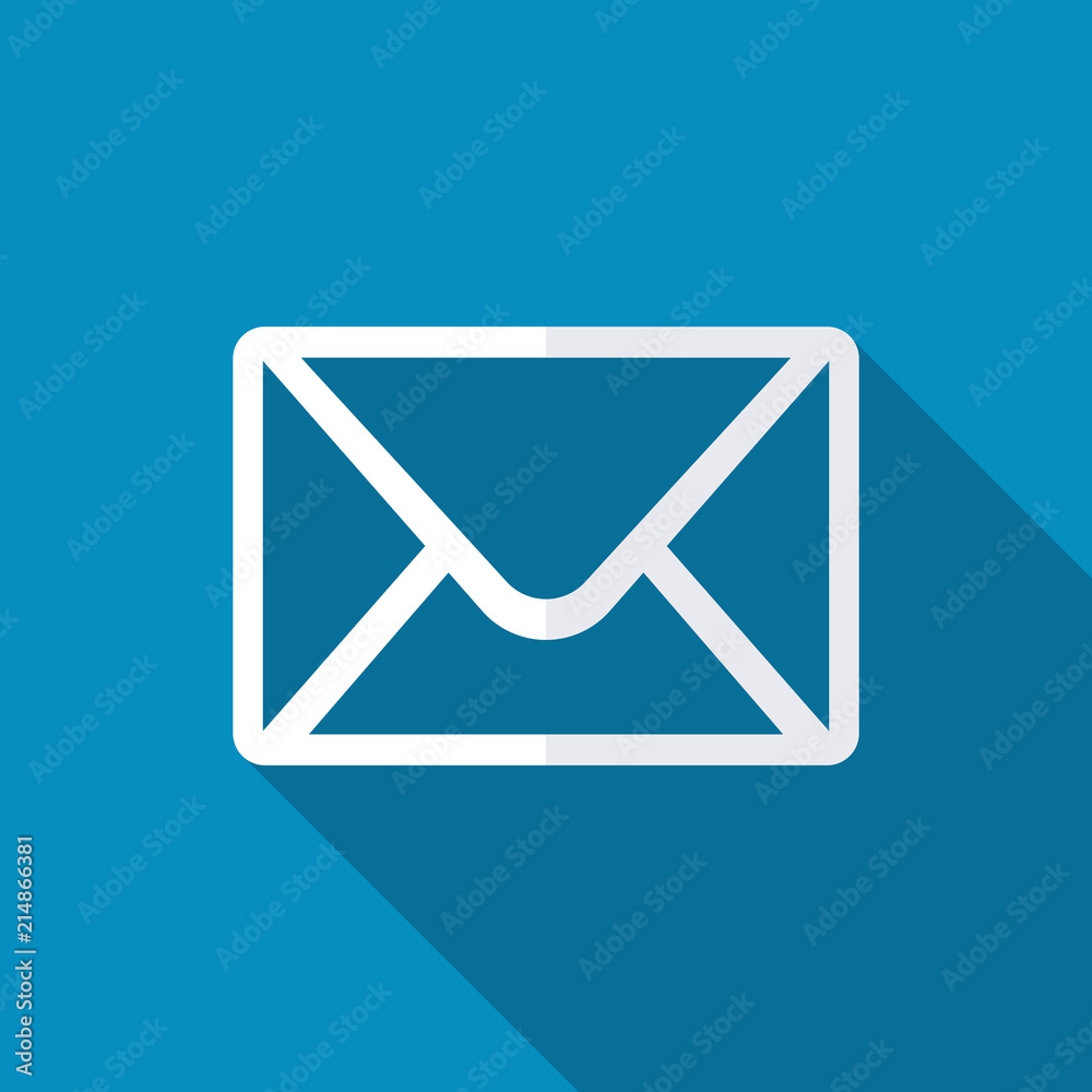 Envelope Mail icon, illustration. Modern flat icon with long shadow effect Envelope Mail icon, illustration. Modern flat icon with long shadow effect
