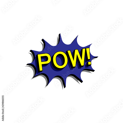 Comic speech bubble with expression text pow. Vector bright dynamic cartoon illustration in retro pop art style isolated