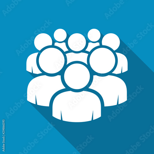 Illustration of crowd of people - icon silhouettes. Social icon. Modern design flat style icon with long shadow effect