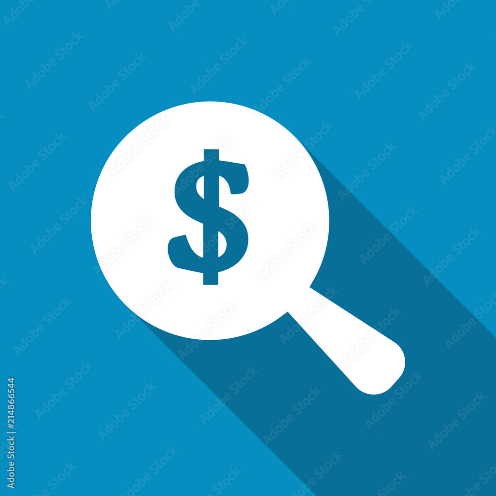 Looking For Money. Flat icon design with long shadow Looking For Money. Flat icon design with long shadow