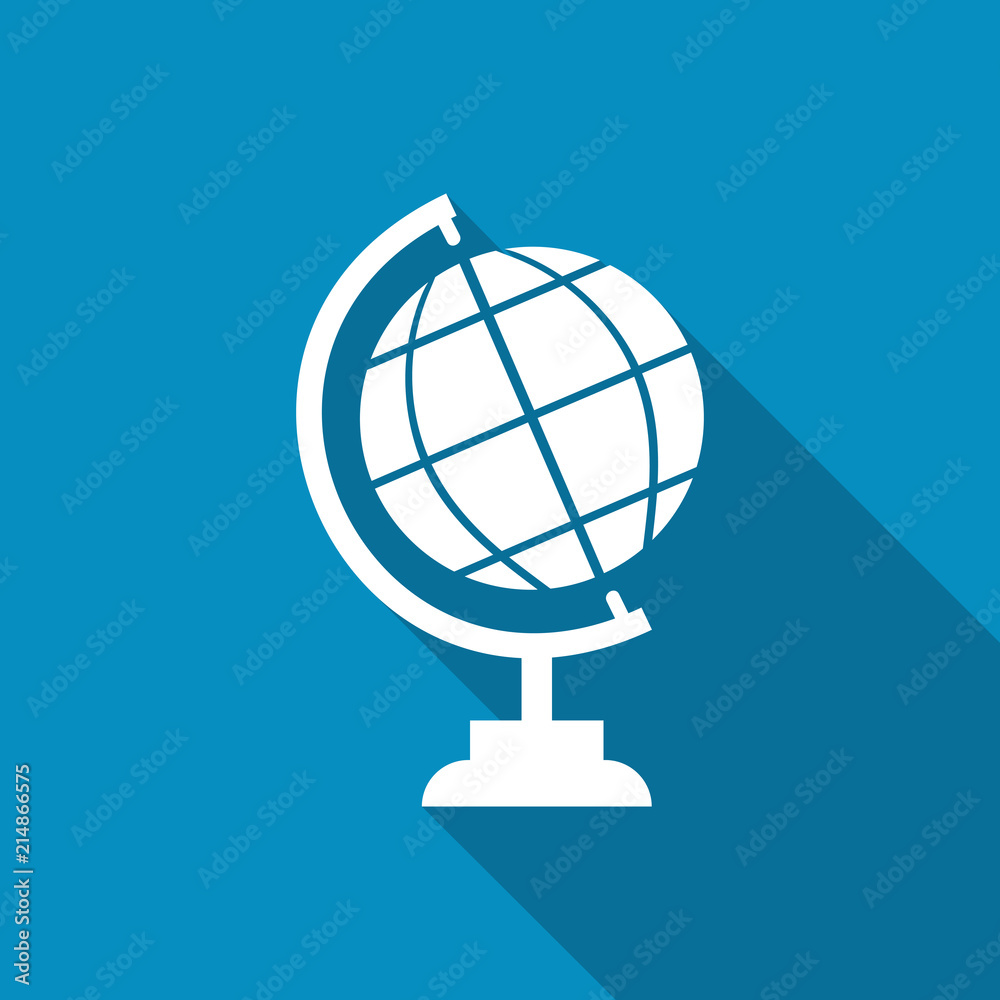 Earth icon. Globe icon background. Flat design style with long shadow Earth icon. Globe icon background. Flat design style with long shadow
