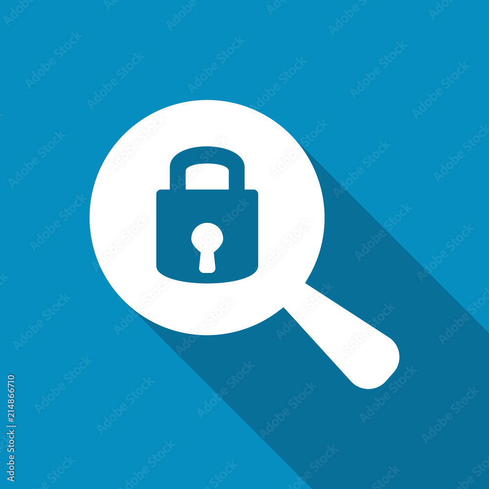 Searching For Security. Flat icon design with long shadow Searching For Security. Flat icon design with long shadow