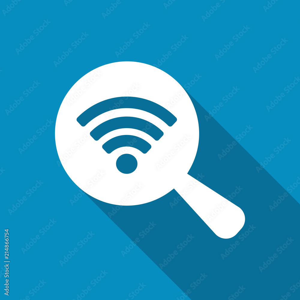 Search connection flat icon with long shadow