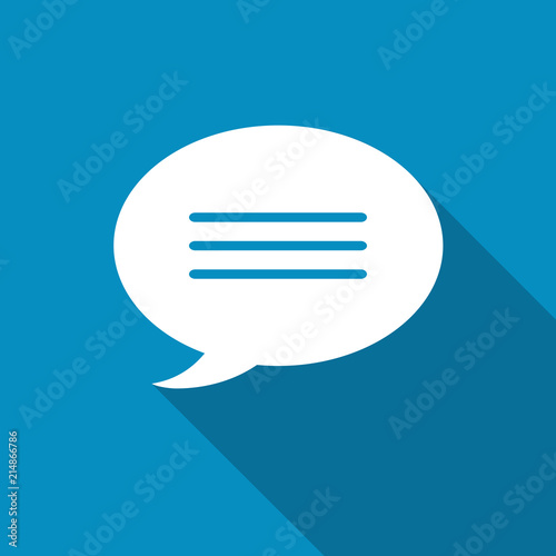 Instant message chat icon. Flat design style with long shadow