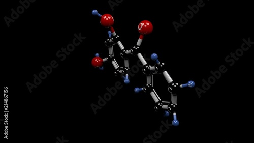 Oxybenzone molecule. Molecular structure of the sunscreen ingredient oxybenzone. Alpha channel.
 photo