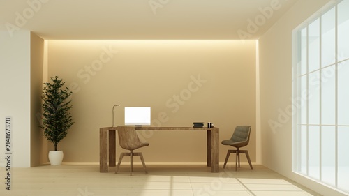 Relax space interior 3D rendering in hotel - minimal style
