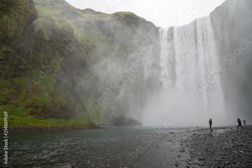 The famous Skogarfoss waterfall in the south of Iceland.