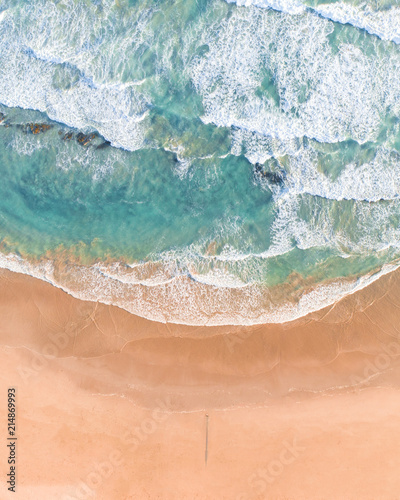 Obraz na płótnie Aerial View of Waves and Beach Along Great Ocean Road, Victoria, Australia at Sunset w salonie