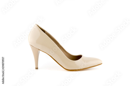 woman heel shoes white background 