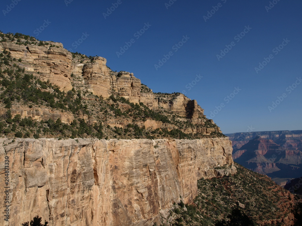 Grand cliff like a fortress in the Grand Canyon National Park, Arizona, North America