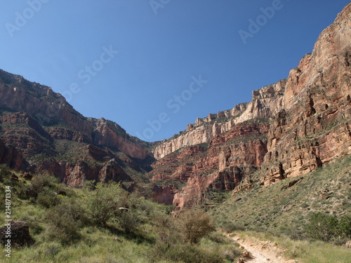 Grand cliff view from the bottom of the Grand Canyon National Park, Arizona, North America