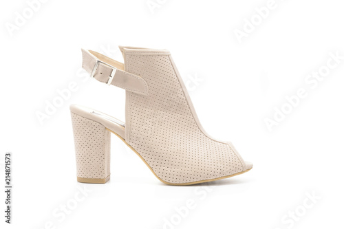 woman heel shoes white background 