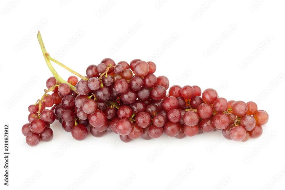 grapes seedless red with water drop isolated on white background