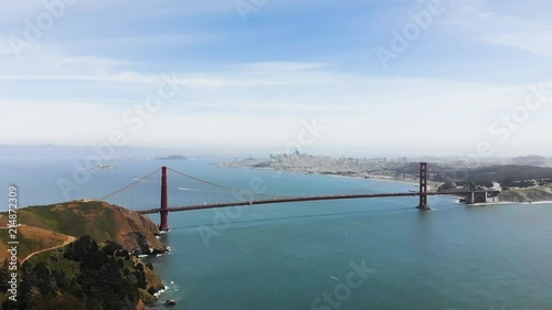 Wallpaper Mural Slow pan of San Francisco bridge and city skyline in the daytime. Torontodigital.ca