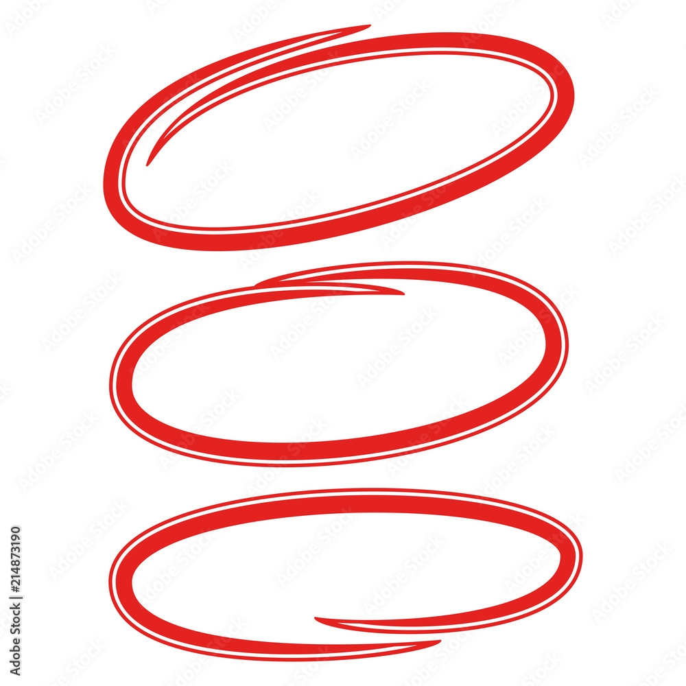 red hand drawn oval, circle markers for highlighting text red hand drawn oval, circle markers for highlighting text