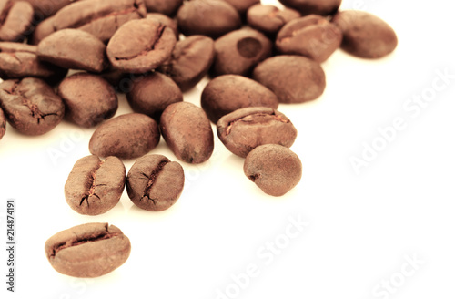 Coffee Beans isolated on white background area for copy space.