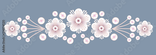 Stylized myrtle garland, EPS 8 vector ornament isolated on light blue background.