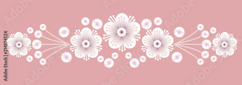 Stylized myrtle garland, EPS 8 vector ornament isolated on light pink background.