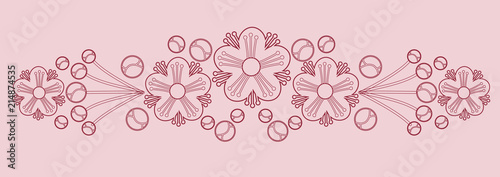 Stylized myrtle garland, EPS 8 vector ornament isolated on light pink background.